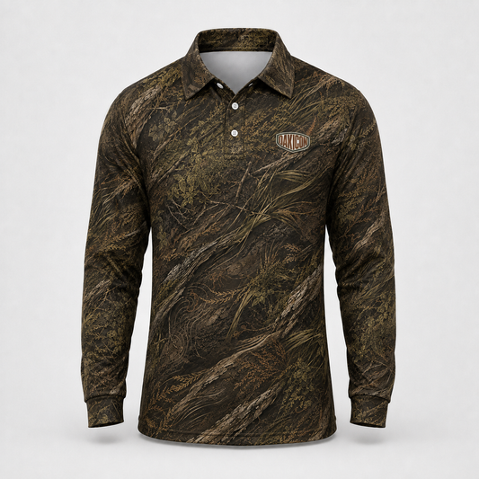 Oakicon Dark Marsh Personalized Name Camo Polo Long-sleeve, Oakicon Camo Polo Long-sleeve