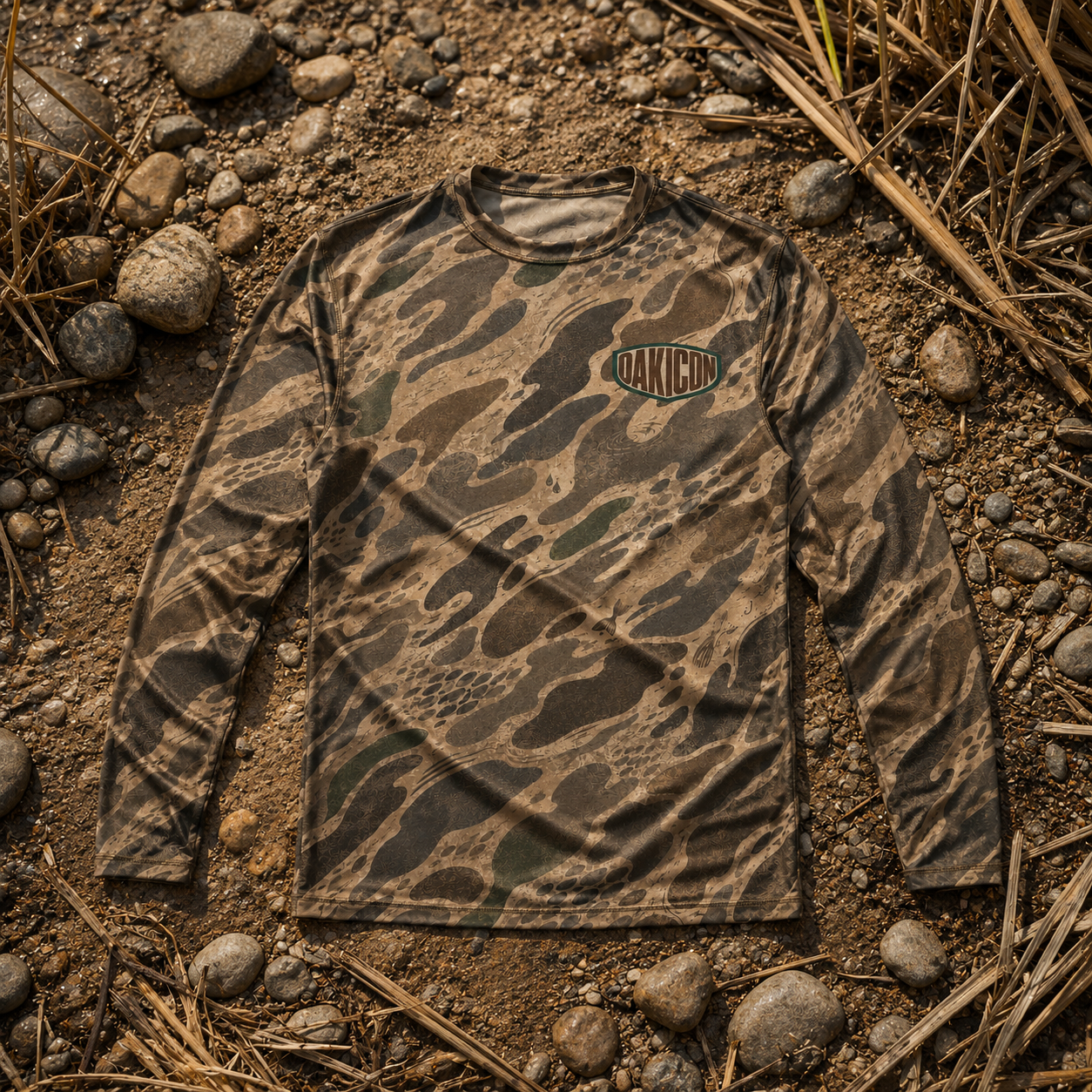 Oakicon Khaki Woodland Personalized Name Camo Long-sleeve, Oakicon Camo Long-sleeve