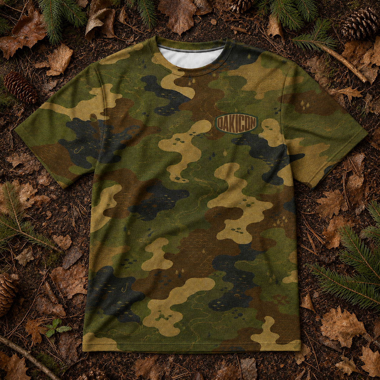Oakicon Dark Frogskin Personalized Name Camo T-Shirt, Oakicon Camo T-Shirt