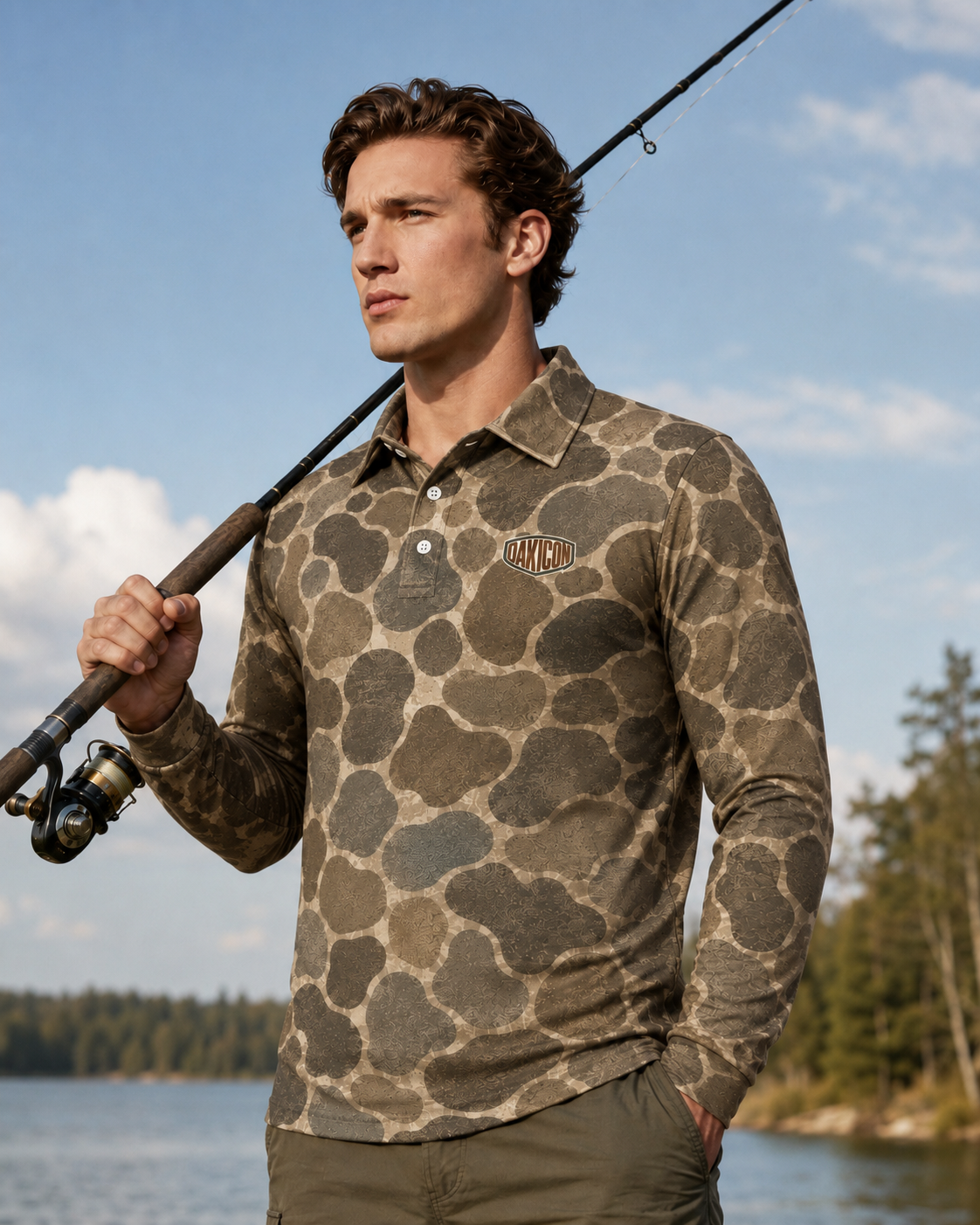 Oakicon Duck Hunter Personalized Name Camo Polo Long-sleeve, Oakicon Camo Polo Long-sleeve