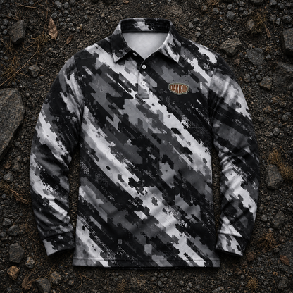 Oakicon Urban Digital Brush Personalized Name Camo Polo Long-sleeve, Oakicon Camo Polo Long-sleeve