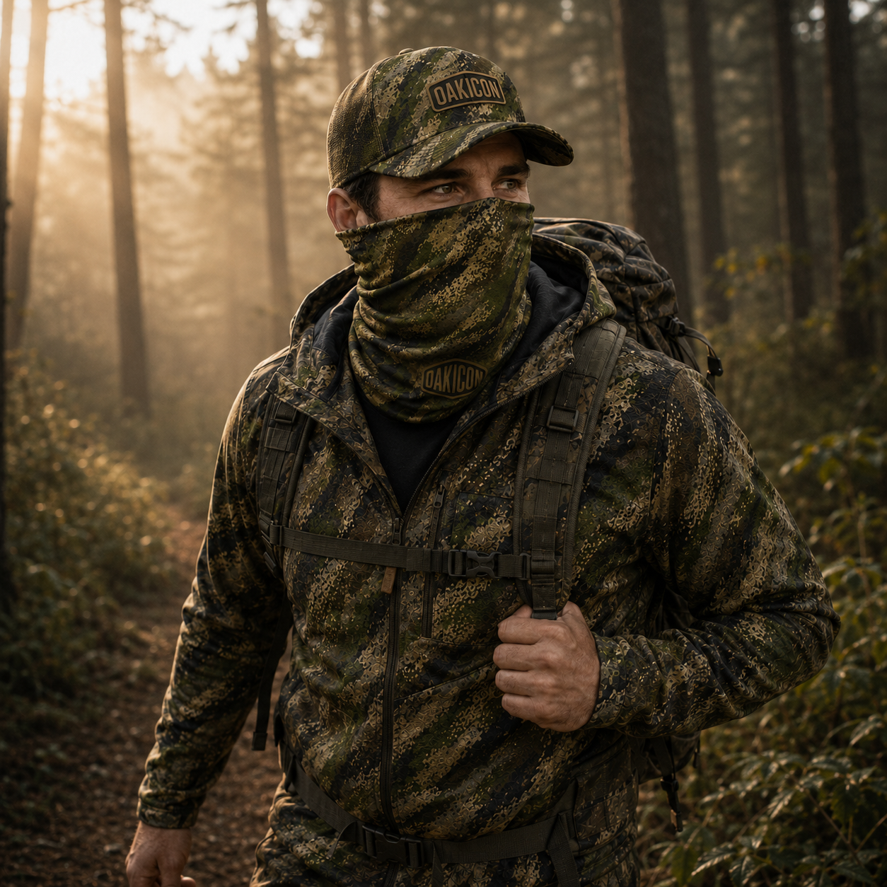Oakicon Digital Woodland Personalized Name Camo Neck Gaiter, Oakicon Camo Neck Gaiter