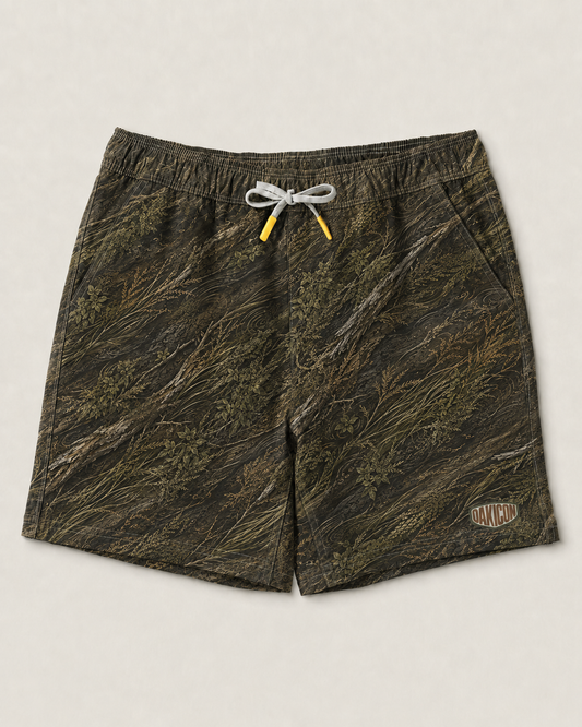 Oakicon Dark Marsh Personalized Name Camo Swim Trunks, Oakicon Camo Swim Trunks