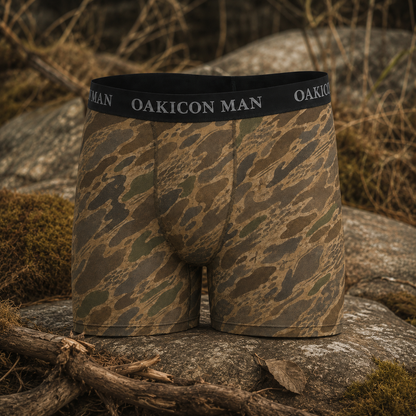 Oakicon Khaki Woodland Personalized Name Camo Boxer Briefs, Oakicon Camo Boxer Briefs