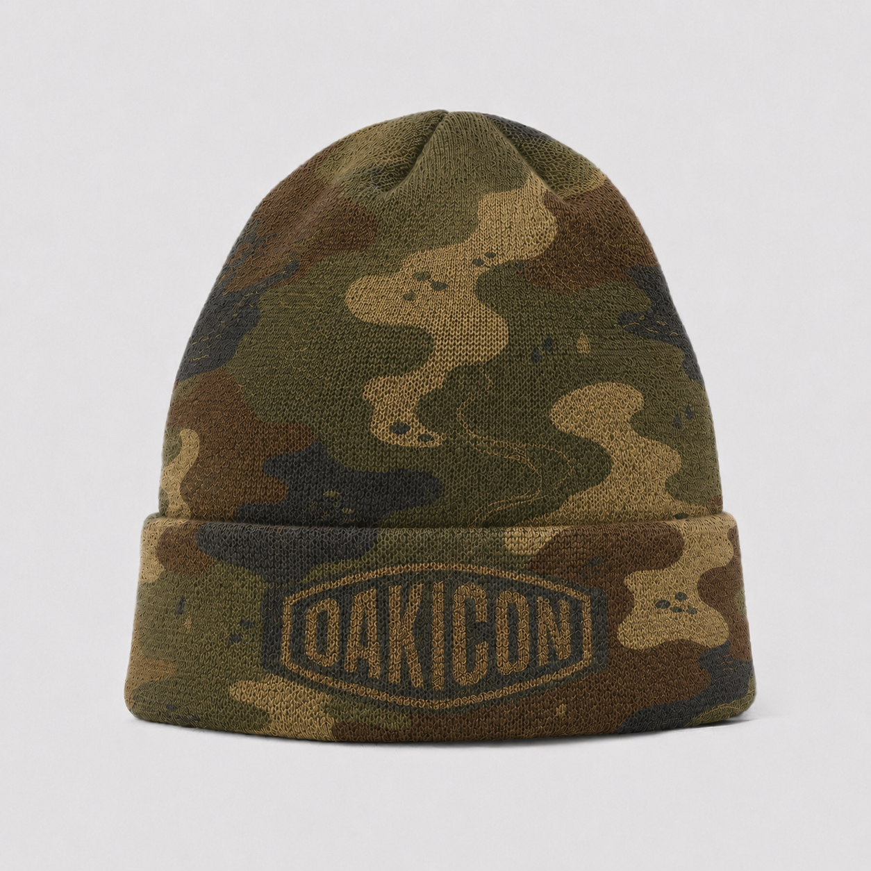 Oakicon Dark Frogskin Personalized Name Camo Cuffed Beanie, Oakicon Camo Cuffed Beanie