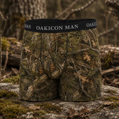 Oakicon Realistic Forest Personalized Name Camo Boxer Briefs, Oakicon Camo Boxer Briefs