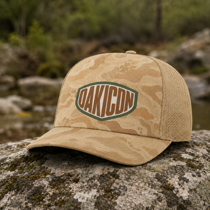 Oakicon Desert Sand Personalized Name Camo Trucker Hat, Oakicon Camo Trucker Hat