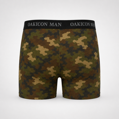 Oakicon Classic Woodland Personalized Name Camo Boxer Briefs, Oakicon Camo Boxer Briefs