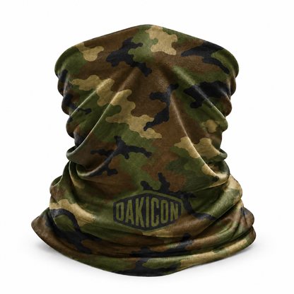 Oakicon Classic Woodland Personalized Name Camo Neck Gaiter, Oakicon Camo Neck Gaiter
