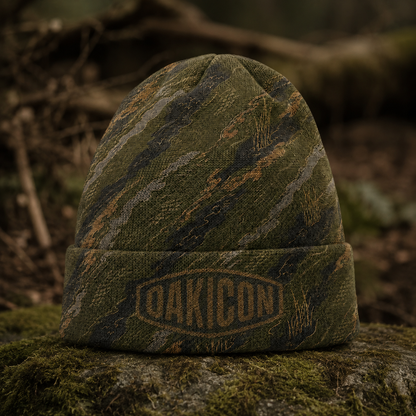 Oakicon Dark Olive Brush Personalized Name Camo Cuffed Beanie, Oakicon Camo Cuffed Beanie