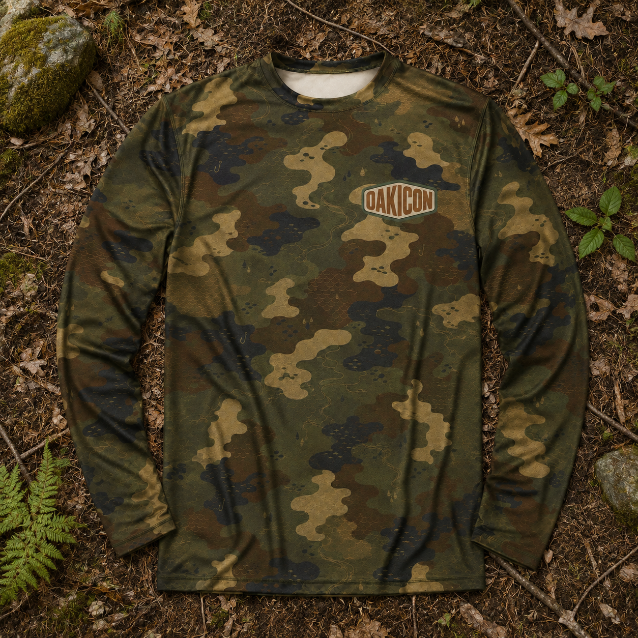 Oakicon Dark Frogskin Personalized Name Camo Long-sleeve, Oakicon Camo Long-sleeve