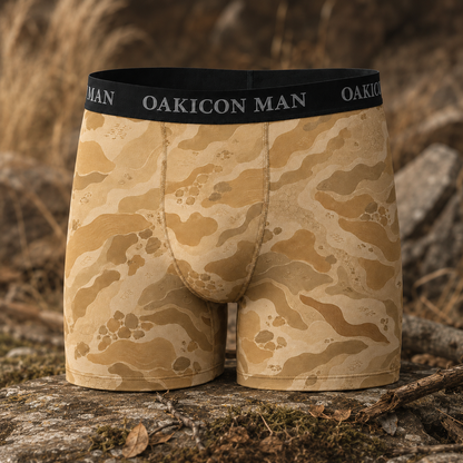 Oakicon Desert Sand Personalized Name Camo Boxer Briefs, Oakicon Camo Boxer Briefs