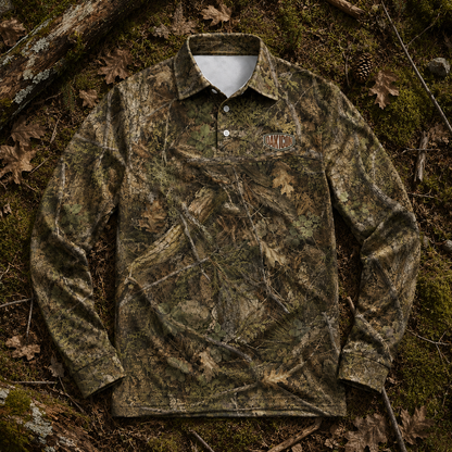 Oakicon Realistic Forest Personalized Name Camo Polo Long-sleeve, Oakicon Camo Polo Long-sleeve