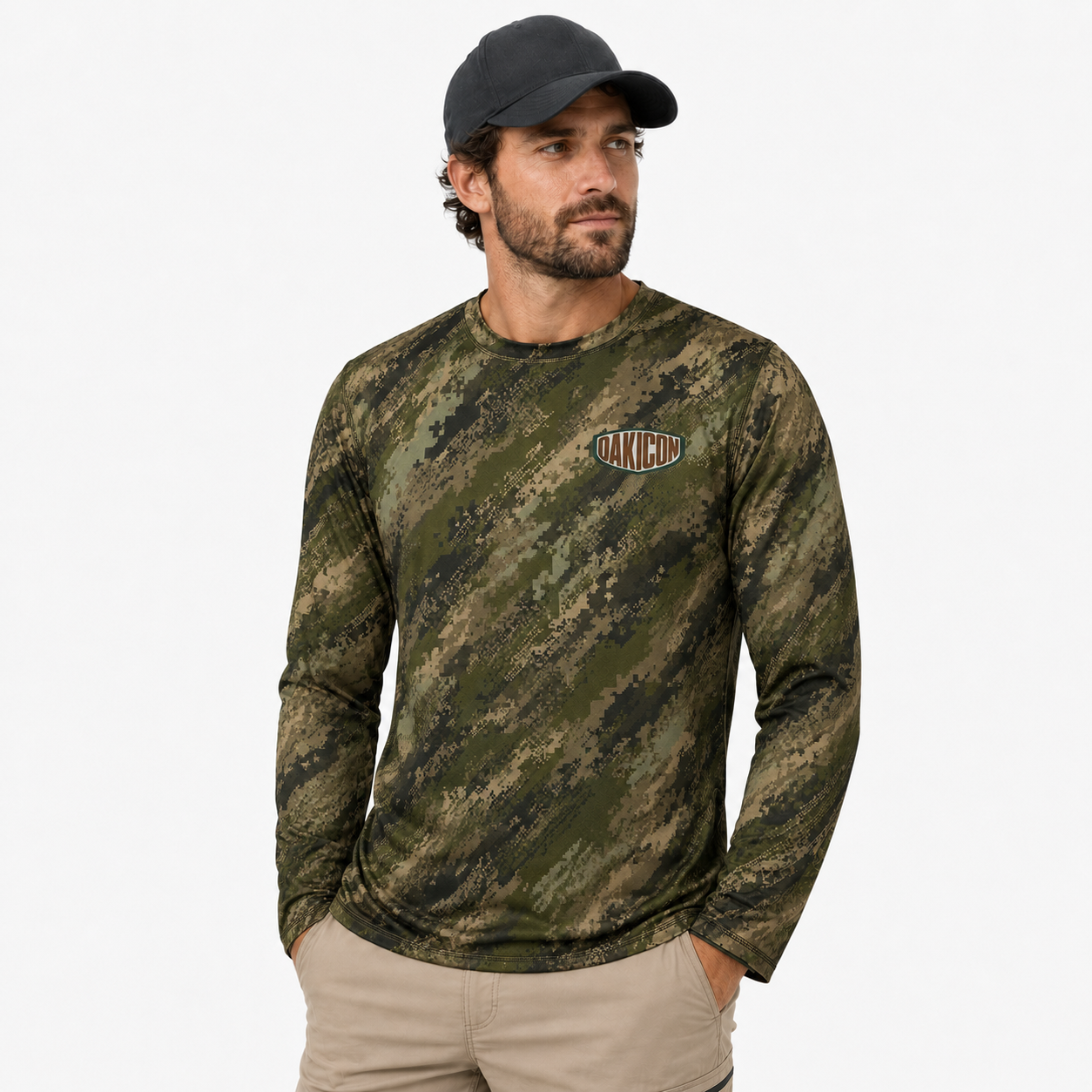 Oakicon Digital Woodland Personalized Name Camo Long-sleeve, Oakicon Camo Long-sleeve