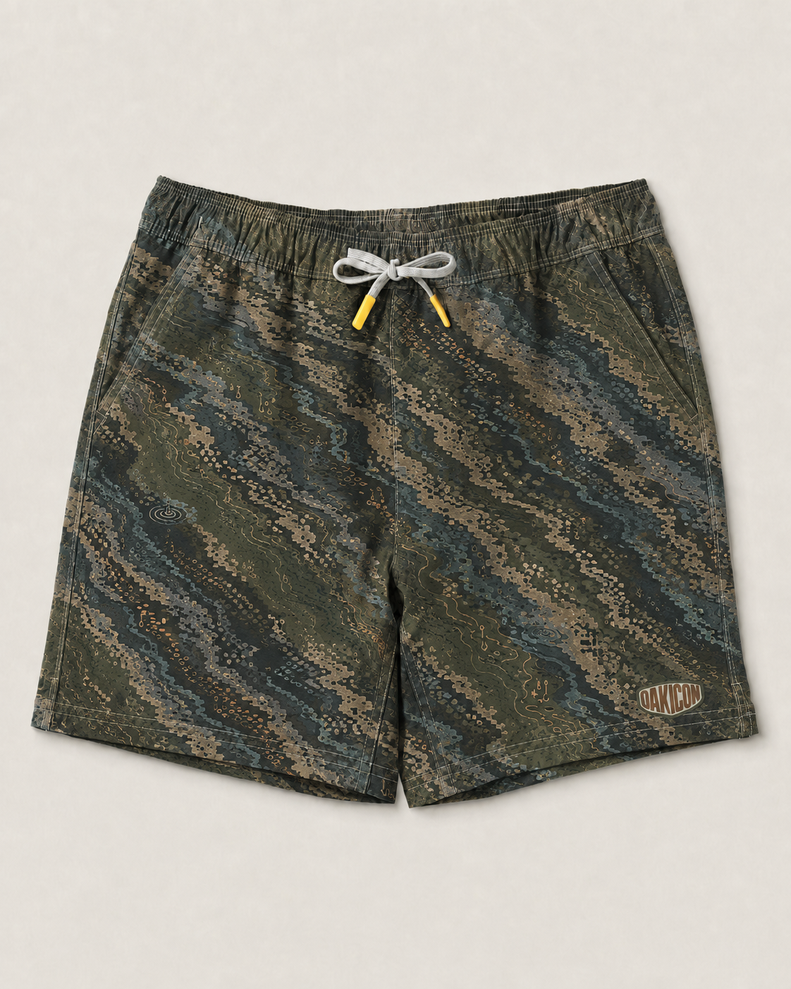 Oakicon Dark Forest Personalized Name Camo Swim Trunks, Oakicon Camo Swim Trunks