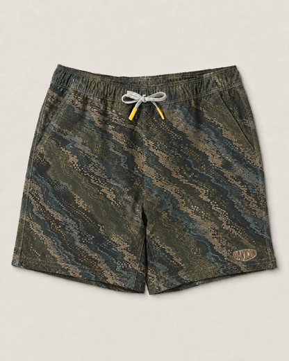 Oakicon Dark Forest Personalized Name Camo Swim Trunks, Oakicon Camo Swim Trunks