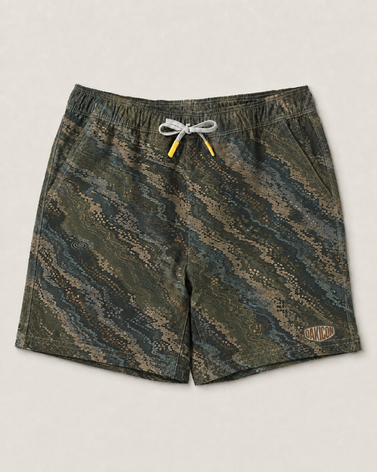 Oakicon Dark Forest Personalized Name Camo Swim Trunks, Oakicon Camo Swim Trunks