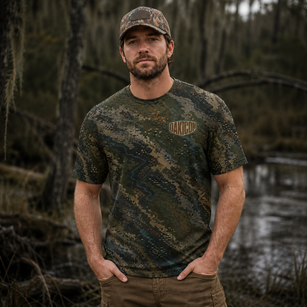 Oakicon Dark Forest Personalized Name Camo T-Shirt, Oakicon Camo T-Shirt