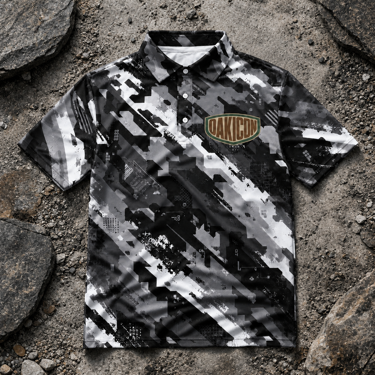 Oakicon Urban Digital Brush Personalized Name Camo Polo Shirt, Oakicon Camo Polo Shirt
