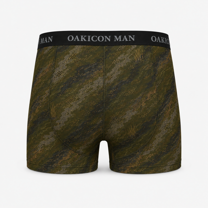 Oakicon Dark Olive Brush Personalized Name Camo Boxer Briefs, Oakicon Camo Boxer Briefs