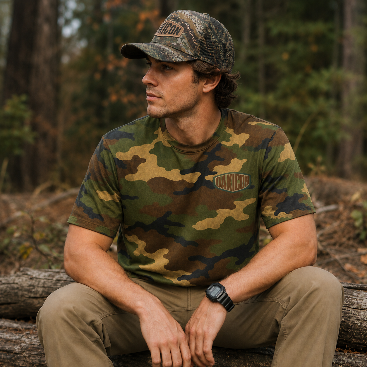 Oakicon Classic Woodland Personalized Name Camo T-Shirt, Oakicon Camo T-Shirt
