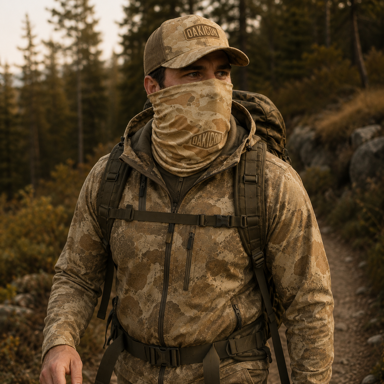 Oakicon Desert Sand Personalized Name Camo Neck Gaiter, Oakicon Camo Neck Gaiter
