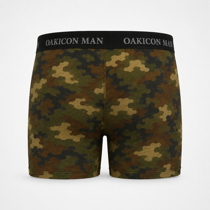 Oakicon Dark Frogskin Personalized Name Camo Boxer Briefs, Oakicon Camo Boxer Briefs