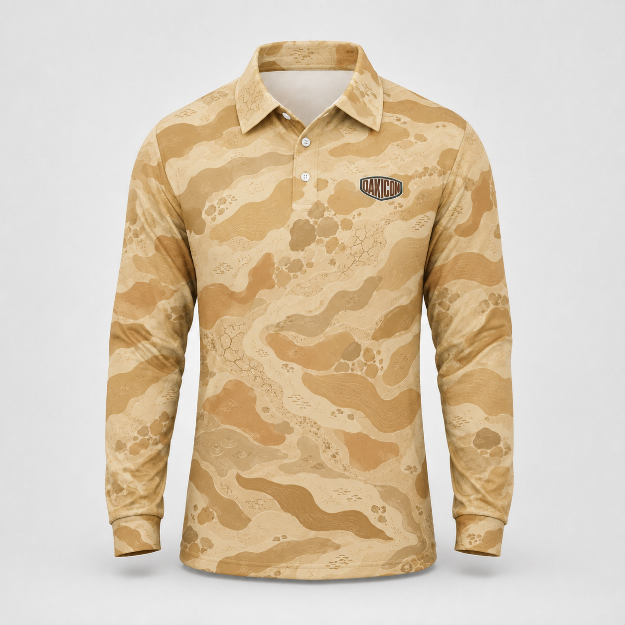 Oakicon Desert Sand Personalized Name Camo Polo Long-sleeve, Oakicon Camo Polo Long-sleeve