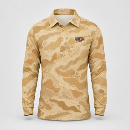 Oakicon Desert Sand Personalized Name Camo Polo Long-sleeve, Oakicon Camo Polo Long-sleeve