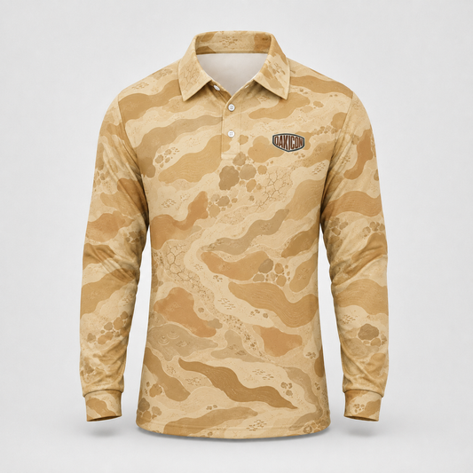 Oakicon Desert Sand Personalized Name Camo Polo Long-sleeve, Oakicon Camo Polo Long-sleeve