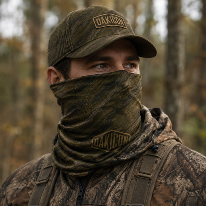 Oakicon Dark Olive Brush Personalized Name Camo Neck Gaiter, Oakicon Camo Neck Gaiter