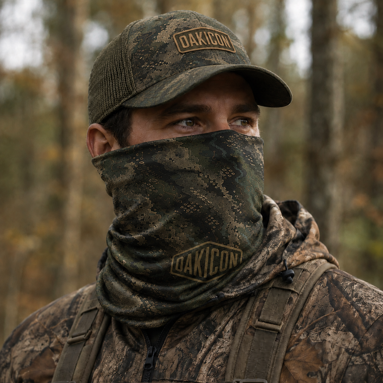 Oakicon Dark Forest Personalized Name Camo Neck Gaiter, Oakicon Camo Neck Gaiter