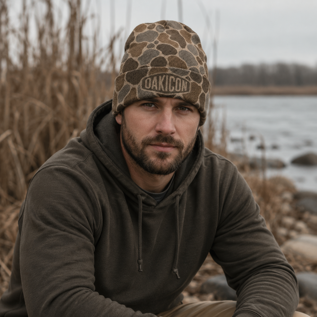 Oakicon Duck Hunter Personalized Name Camo Cuffed Beanie, Oakicon Camo Cuffed Beanie