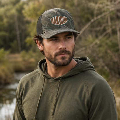 Oakicon Dark Forest Personalized Name Camo Trucker Hat, Oakicon Camo Trucker Hat