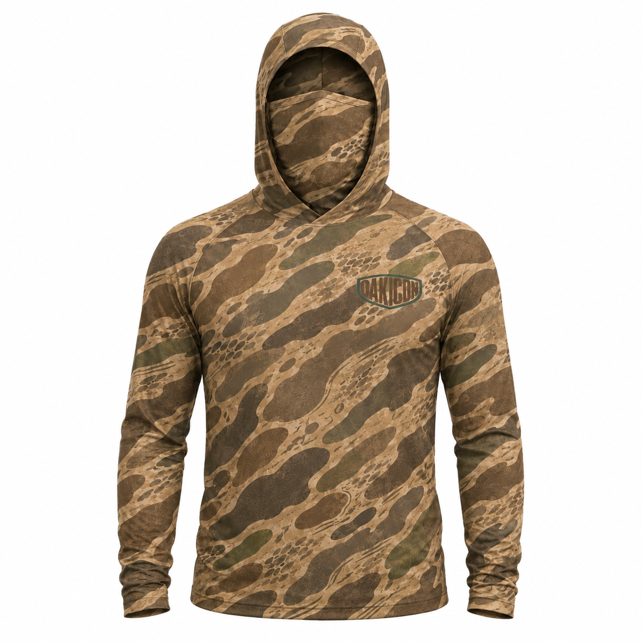 Oakicon Khaki Woodland Personalized Name Camo Hoodie Mask, Oakicon Camo Hoodie Mask