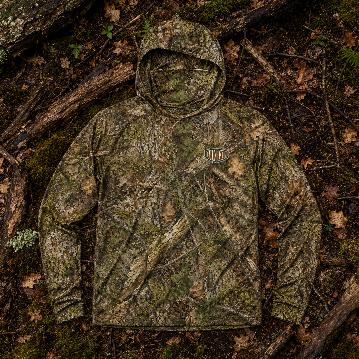 Oakicon Realistic Forest Personalized Name Camo Hoodie Mask, Oakicon Camo Hoodie Mask
