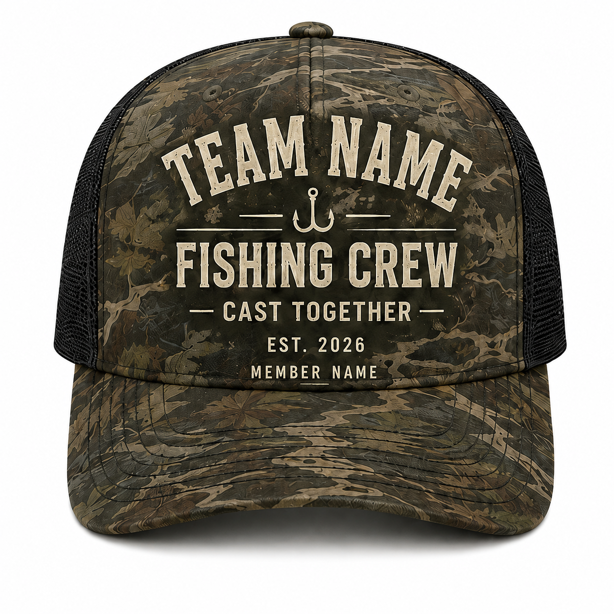 Oakicon East Texas Sweetgum Personalized Name Camo Trucker Hat, Oakicon Camo Trucker Hat