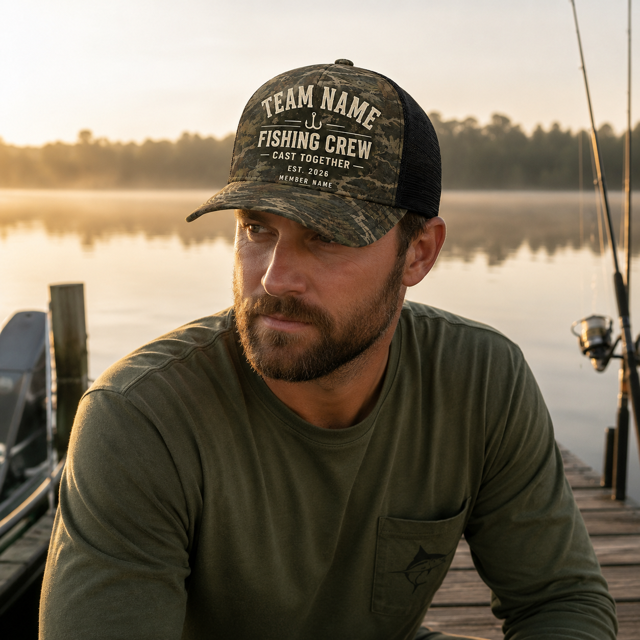 Oakicon East Texas Sweetgum Personalized Name Camo Trucker Hat, Oakicon Camo Trucker Hat