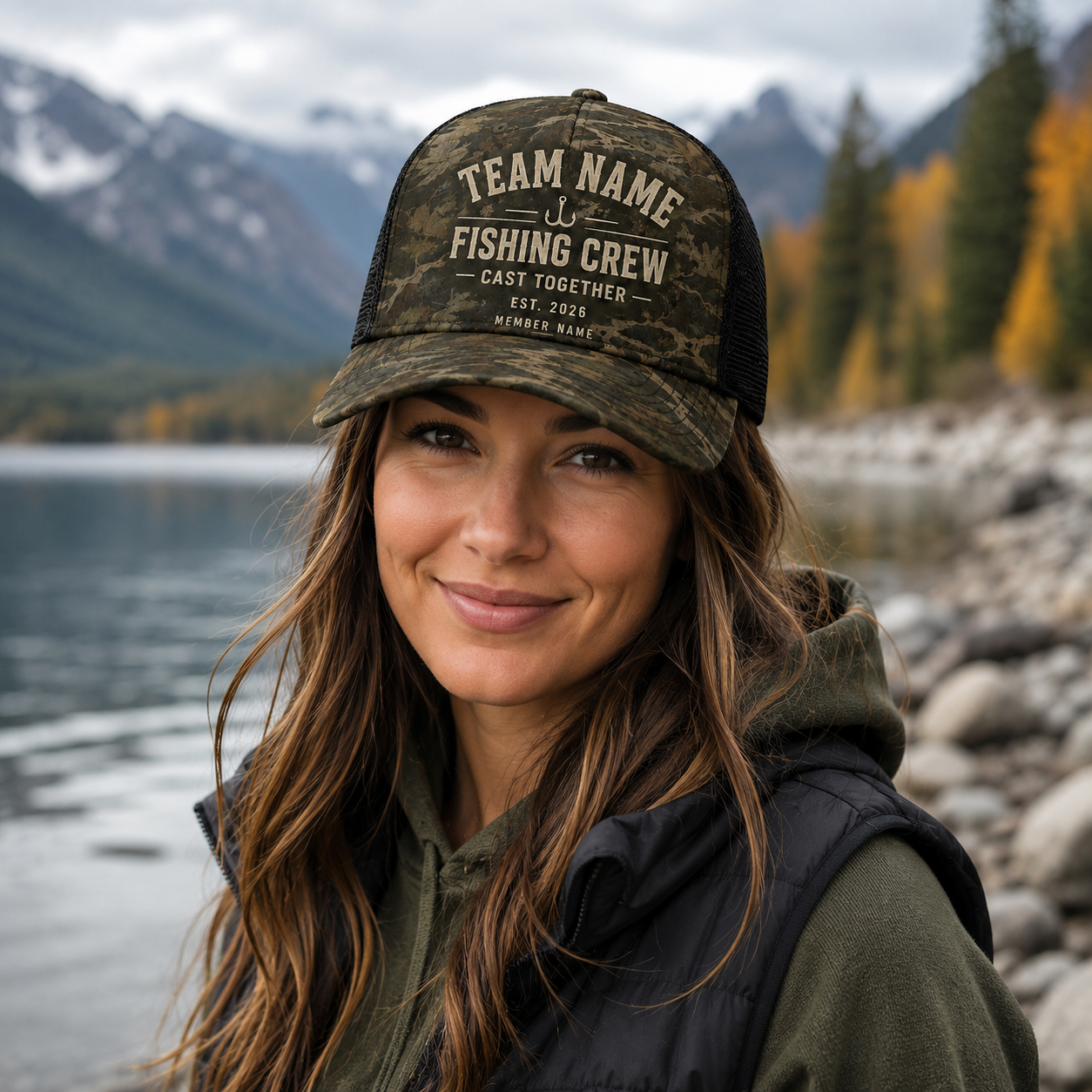 Oakicon East Texas Sweetgum Personalized Name Camo Trucker Hat, Oakicon Camo Trucker Hat