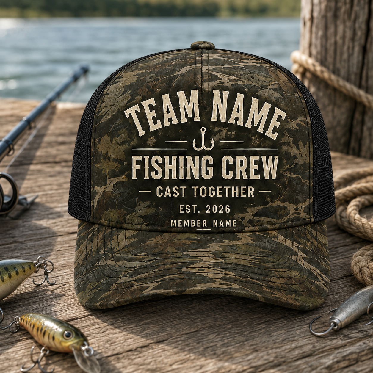 Oakicon East Texas Sweetgum Personalized Name Camo Trucker Hat, Oakicon Camo Trucker Hat
