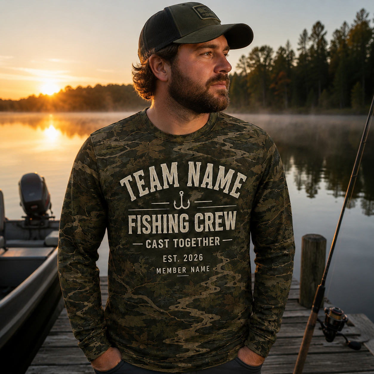 Oakicon East Texas Sweetgum Personalized Name Camo Long-sleeve, Oakicon Camo Long-sleeve