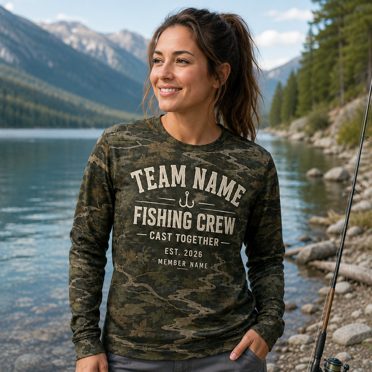 Oakicon East Texas Sweetgum Personalized Name Camo Long-sleeve, Oakicon Camo Long-sleeve