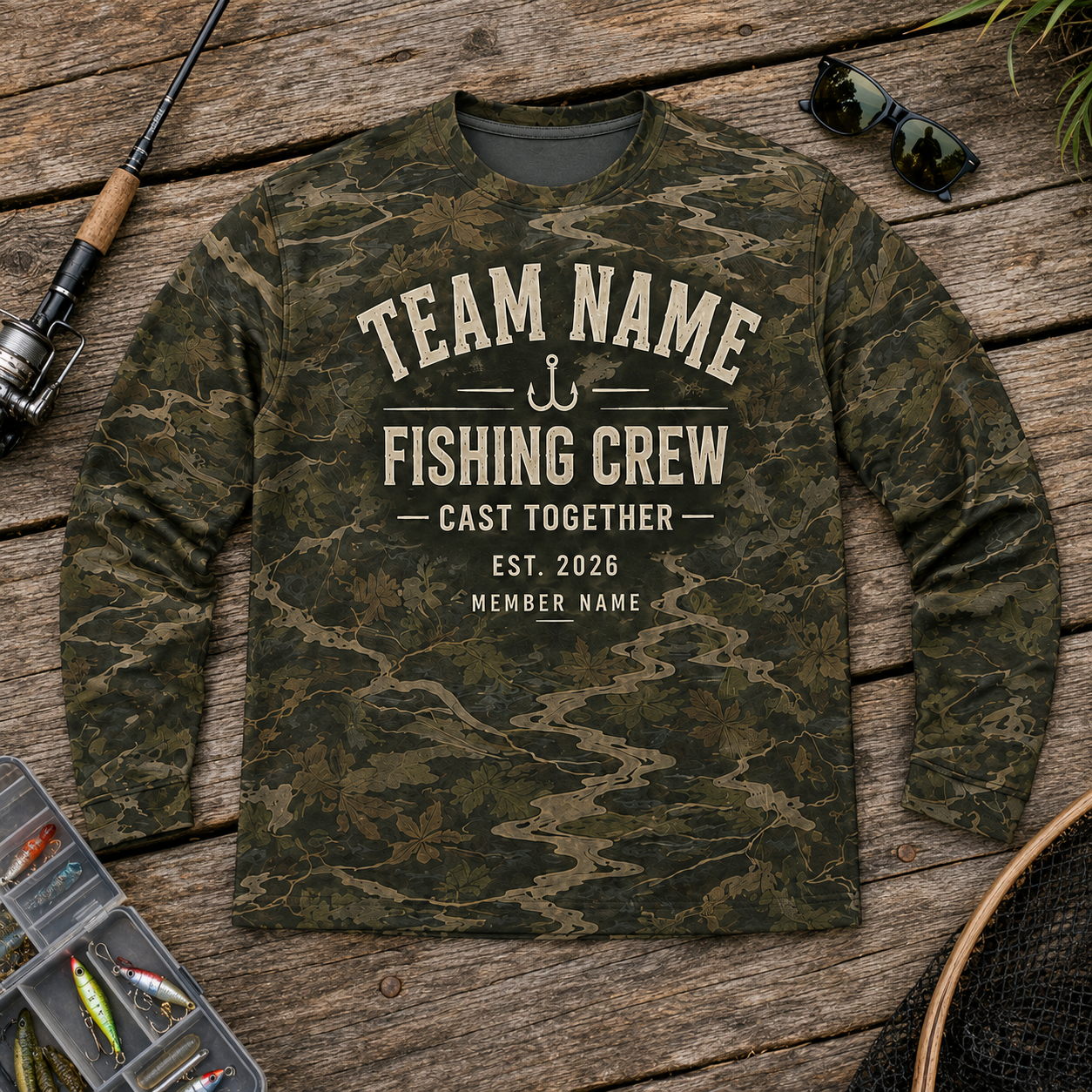 Oakicon East Texas Sweetgum Personalized Name Camo Long-sleeve, Oakicon Camo Long-sleeve