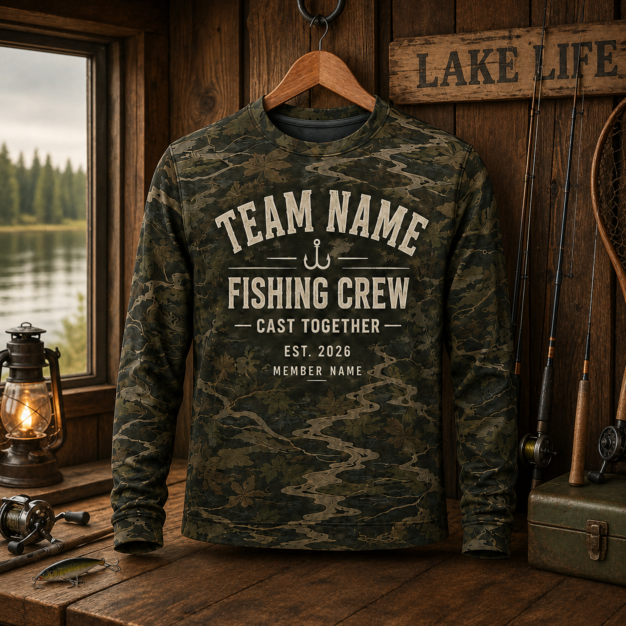 Oakicon East Texas Sweetgum Personalized Name Camo Long-sleeve, Oakicon Camo Long-sleeve
