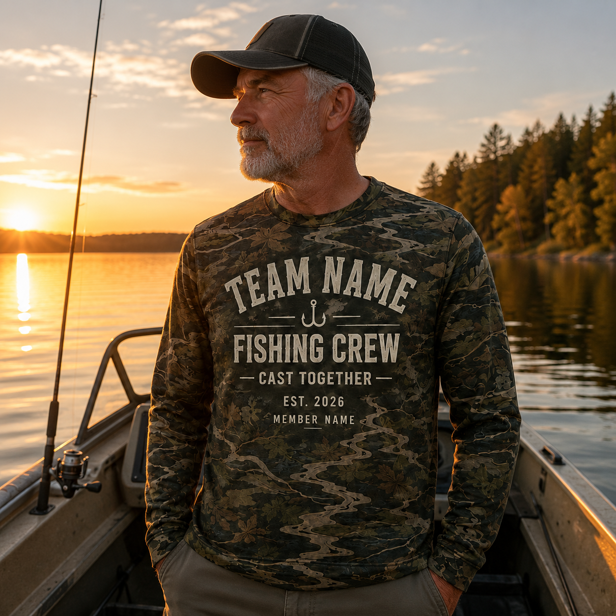 Oakicon East Texas Sweetgum Personalized Name Camo Long-sleeve, Oakicon Camo Long-sleeve