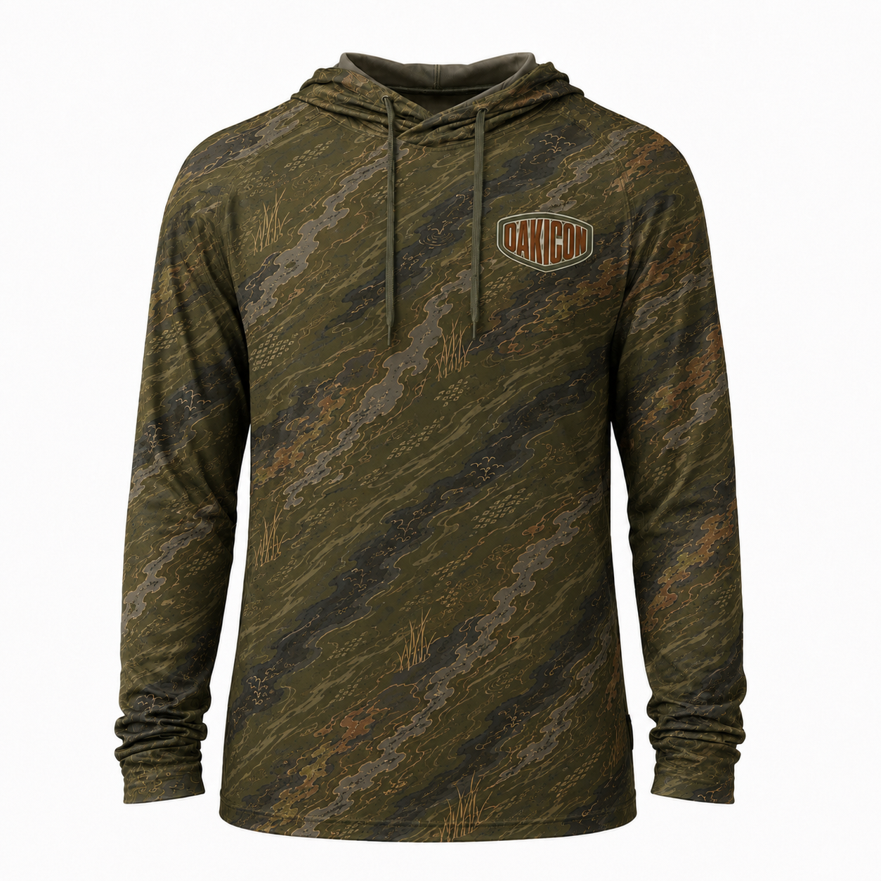 Oakicon Dark Olive Brush Personalized Name Camo Performance Hoodie, Oakicon Camo Performance Hoodie