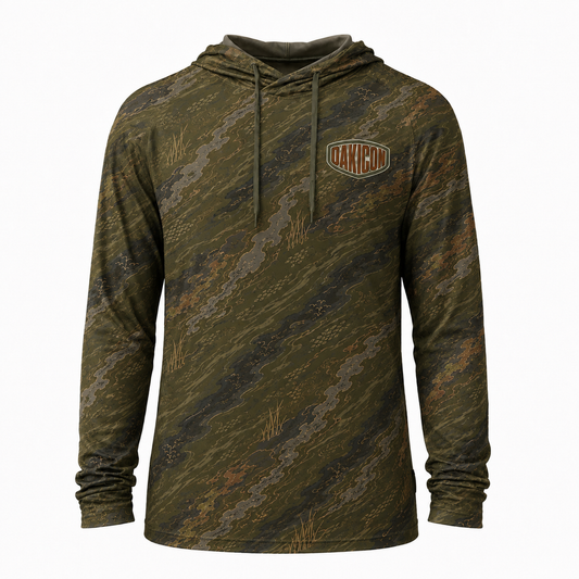 Oakicon Dark Olive Brush Personalized Name Camo Performance Hoodie, Oakicon Camo Performance Hoodie