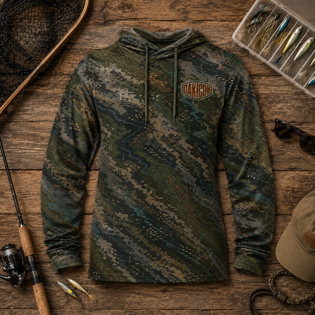 Oakicon Dark Forest Personalized Name Camo Performance Hoodie, Oakicon Camo Performance Hoodie