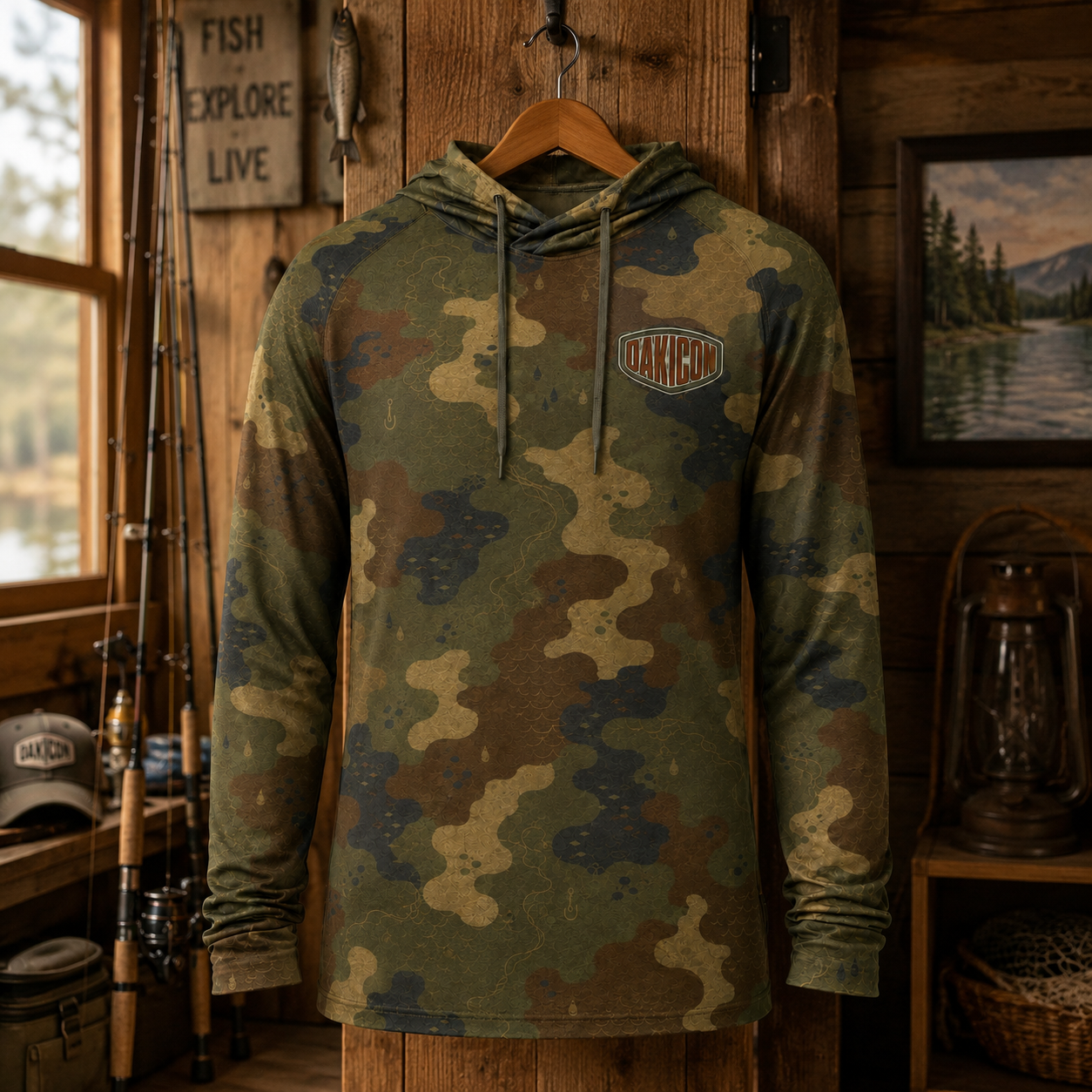 Oakicon Dark Frogskin Personalized Name Camo Performance Hoodie, Oakicon Camo Performance Hoodie