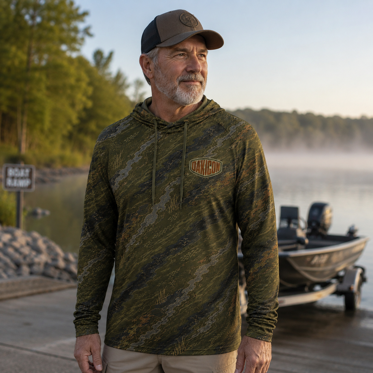 Oakicon Dark Olive Brush Personalized Name Camo Performance Hoodie, Oakicon Camo Performance Hoodie